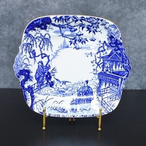 Antique 1920s Royal Crown Derby Blue Mikado Handled Cake Plate